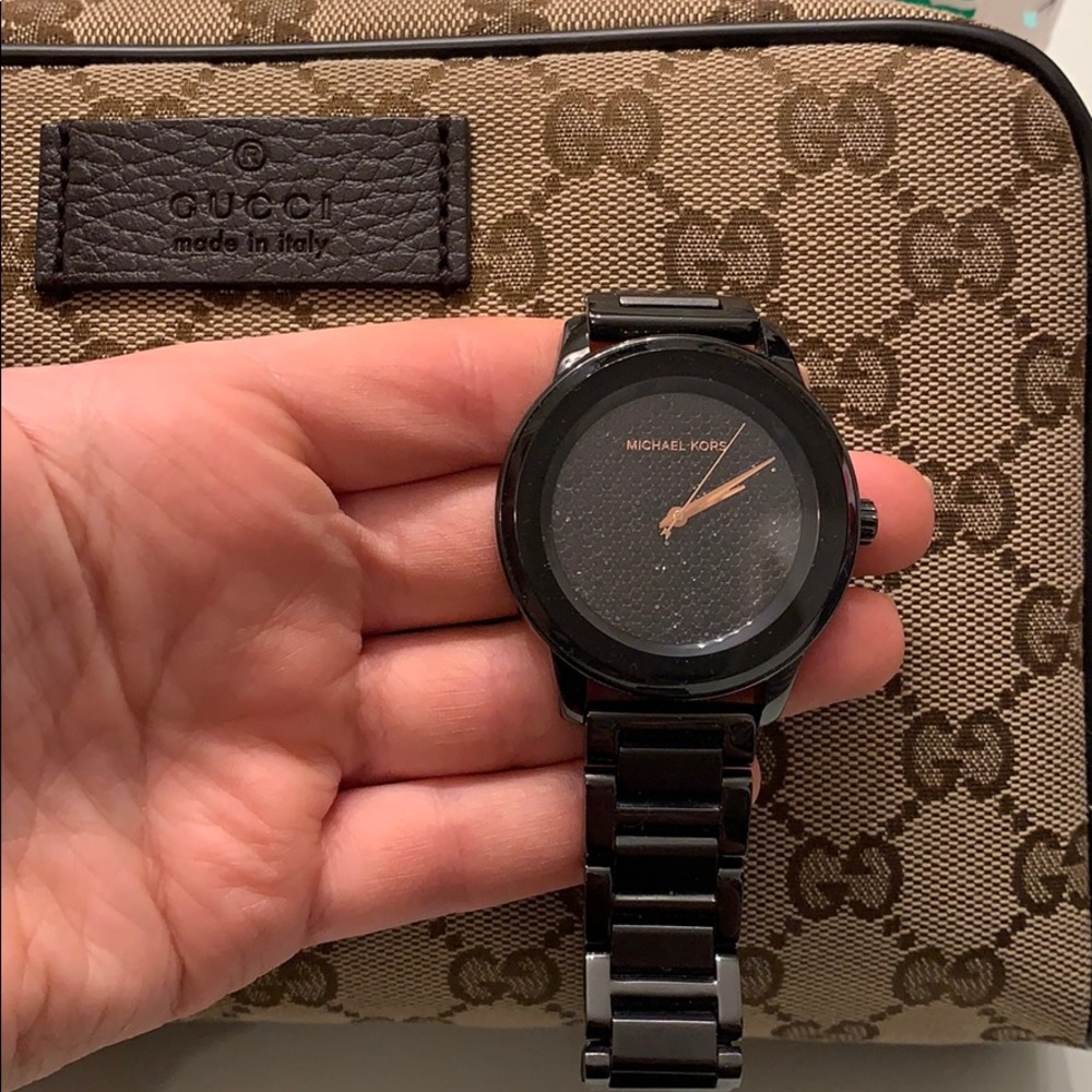 Michael Kors Black and rose gold watch